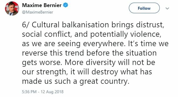 Cultural balkanisation brings distrust, social conflict, and potentially violence, as we are seeing everywhere. It's time we reverse this trend before the situation gets worse. More diversity will not be our strength, it will destroy what has made us such a great country.