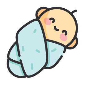 Icon of a baby wrapped in a blue blanket