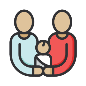 Icon of two parents holding a baby