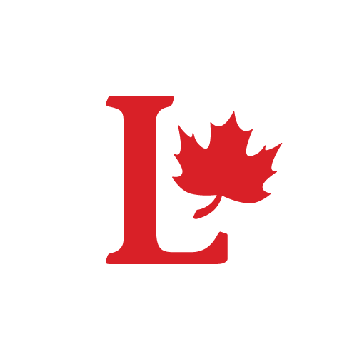Liberal logo icon, shown as an L with a maple leaf at the top-right, displayed in red on a white background