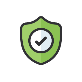 Icon of a green shield with check mark